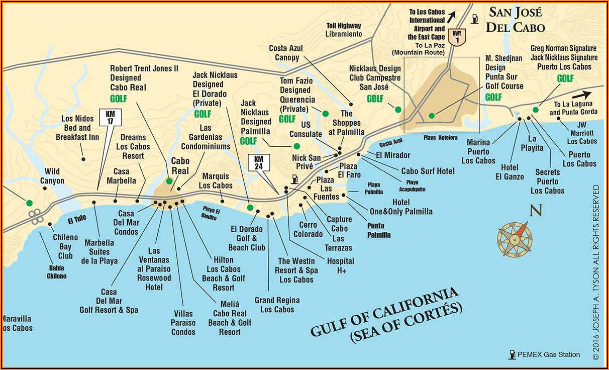 Los Cabos Corridor Hotel Map