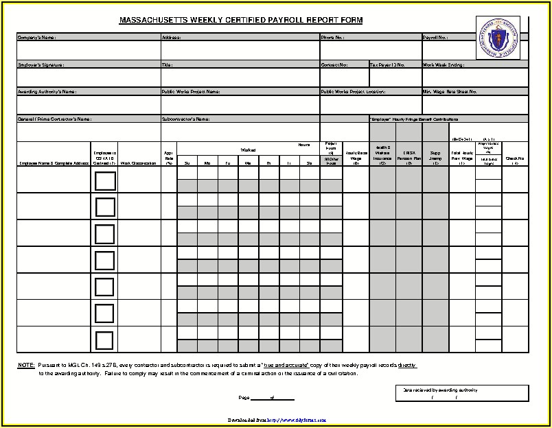 Ma Certified Payroll Form Excel