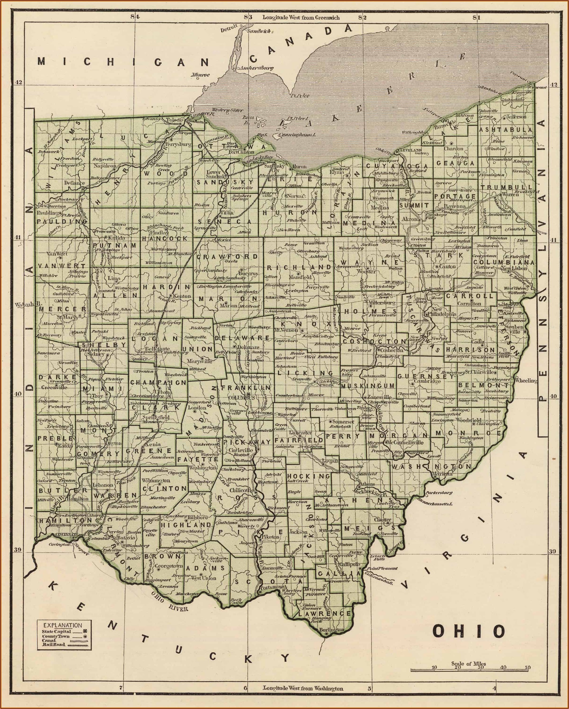 Map Of Guernsey County Ohio Townships