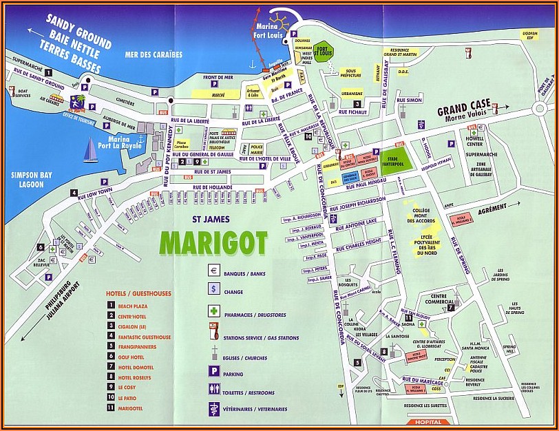 Map Of Hotels On Orient Beach St. Martin