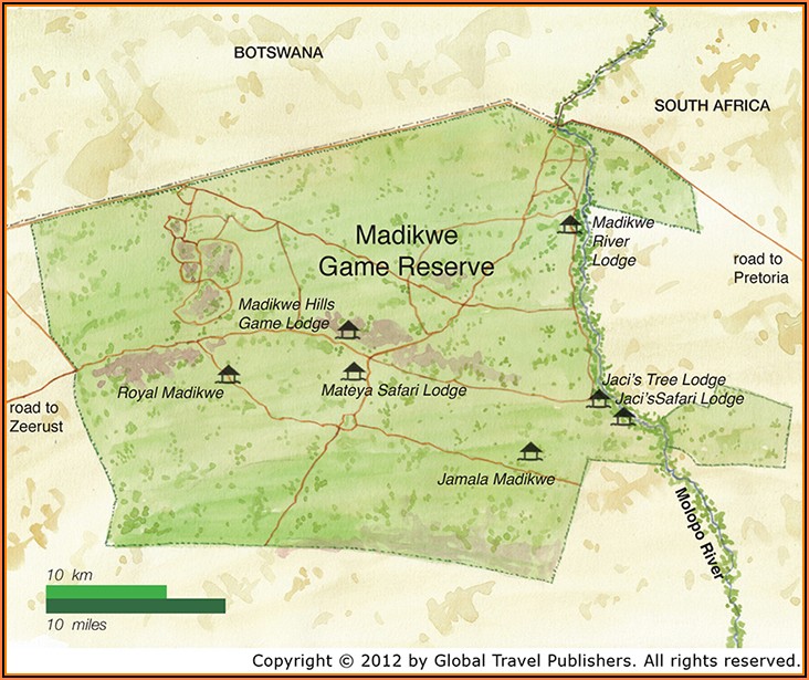 Map Of Madikwe Game Reserve South Africa
