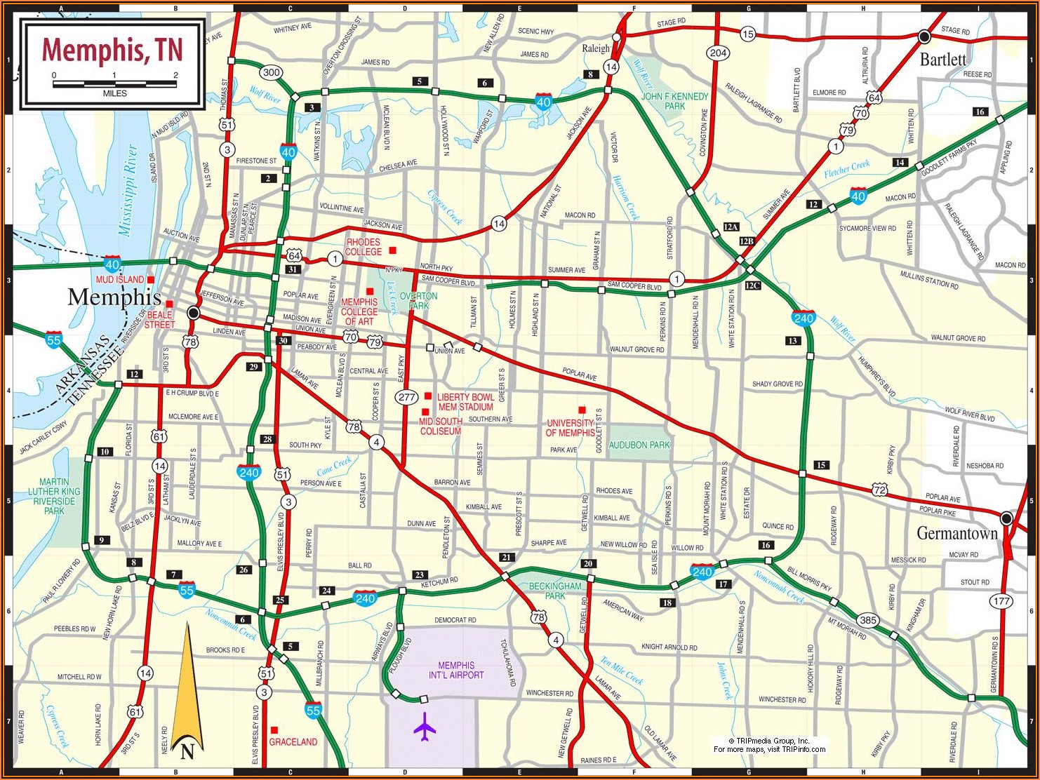 Map Of Memphis Tennessee Area