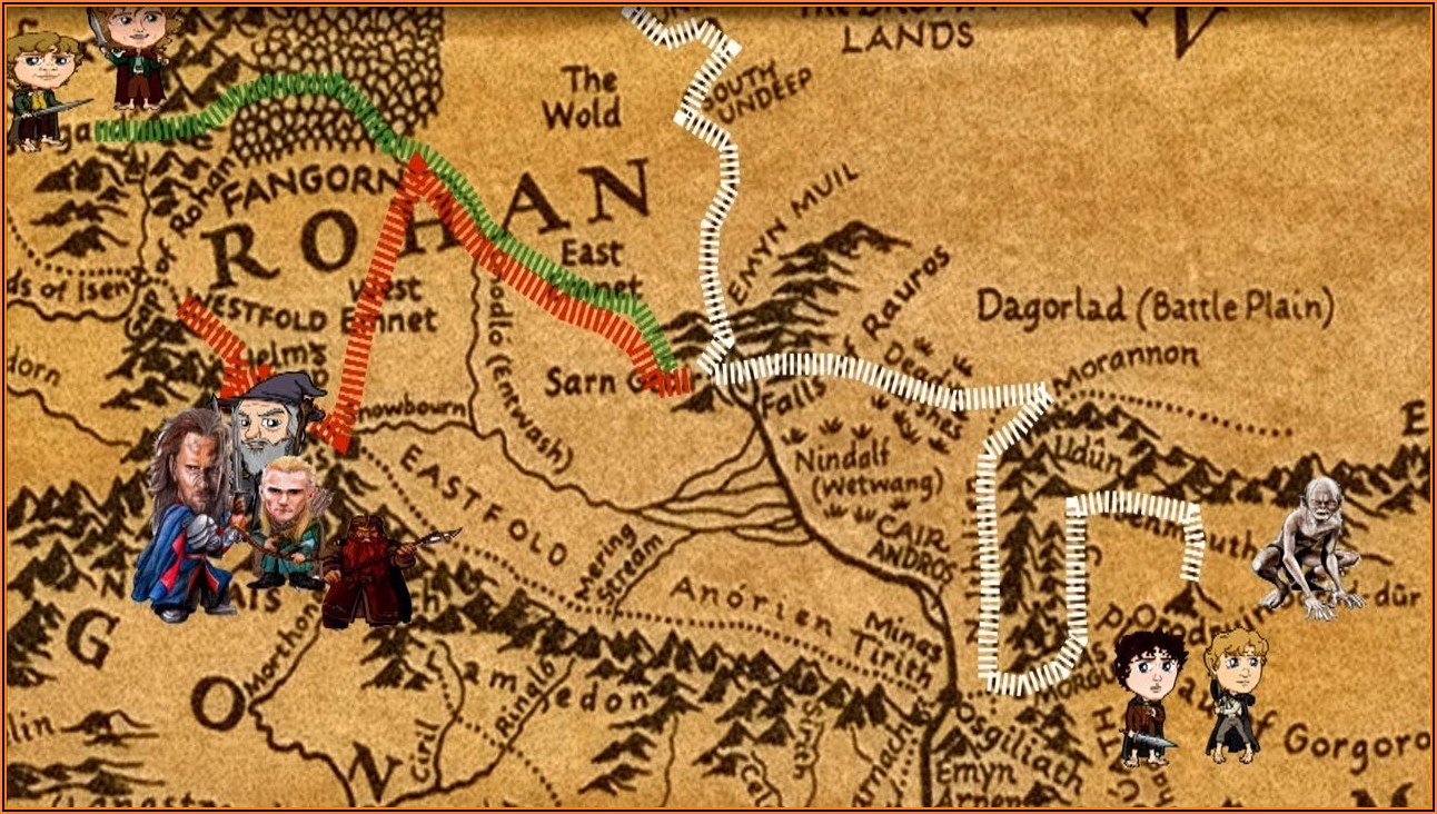 Middle Earth Map Hobbit Path
