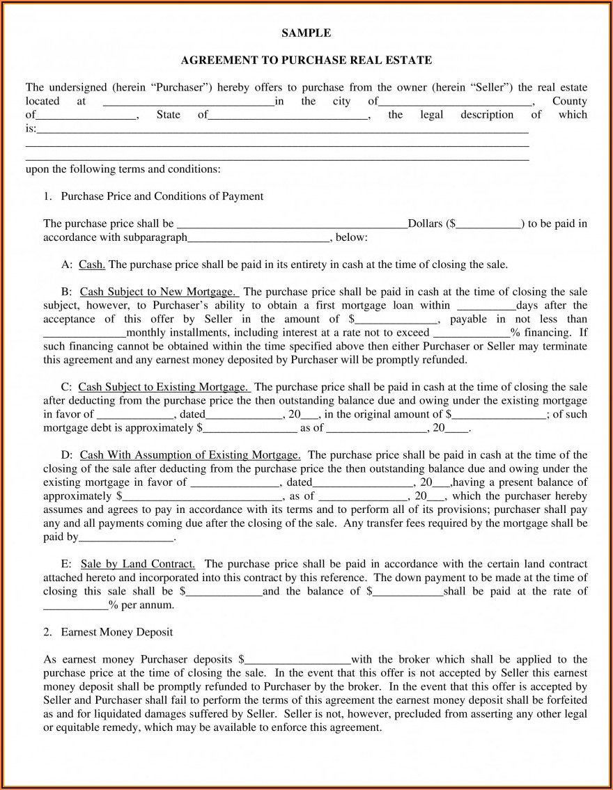 Minnesota Purchase Agreement Form