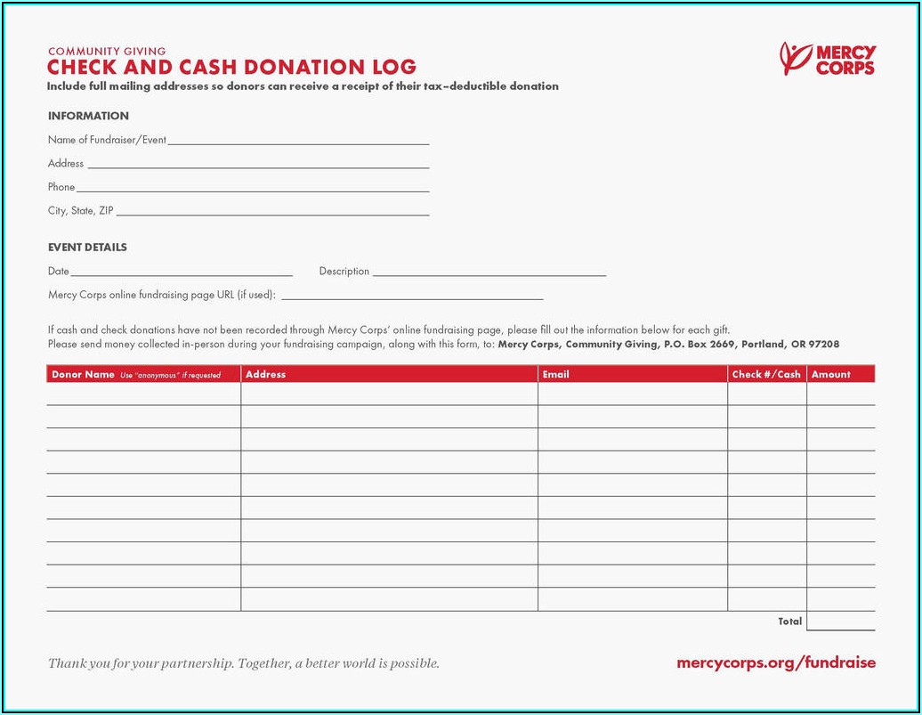 Non Profit Donation Receipt Form