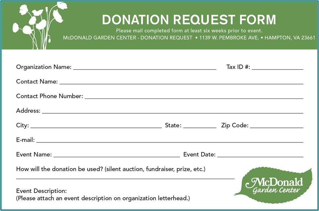 Non Profit Donation Request Form Template