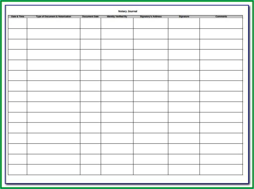 Notary Journal Template Printable