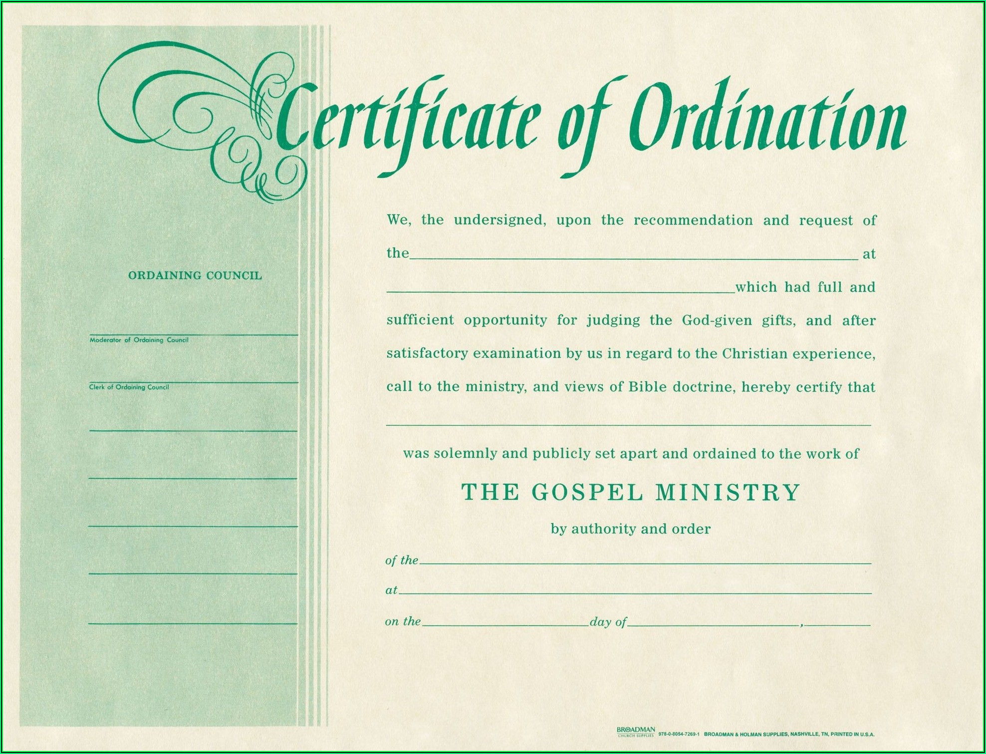 Pastor License Certificate Template