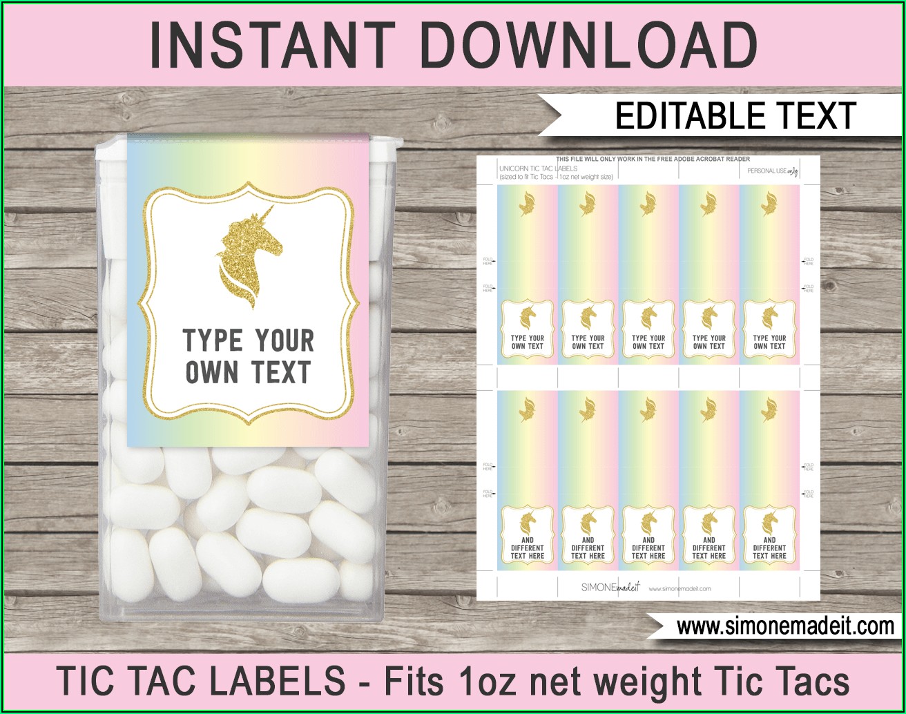 Personalized Tic Tac Labels Template