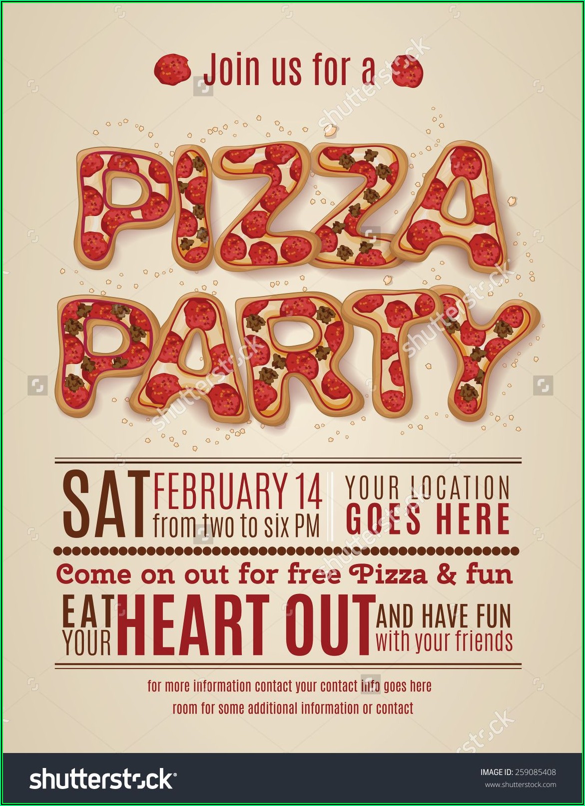 Pizza Birthday Party Invitation Templates