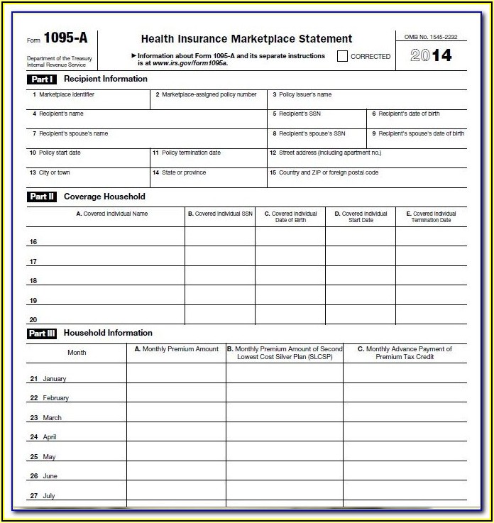 1095 A Printable Form Printable Forms Free Online