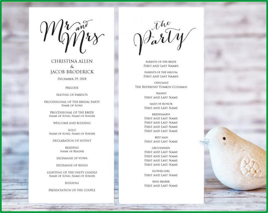 Printable Wedding Ceremony Program Templates