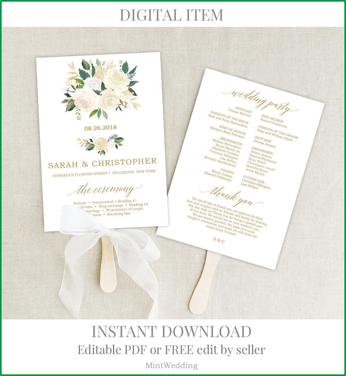 Printable Wedding Program Templates Free