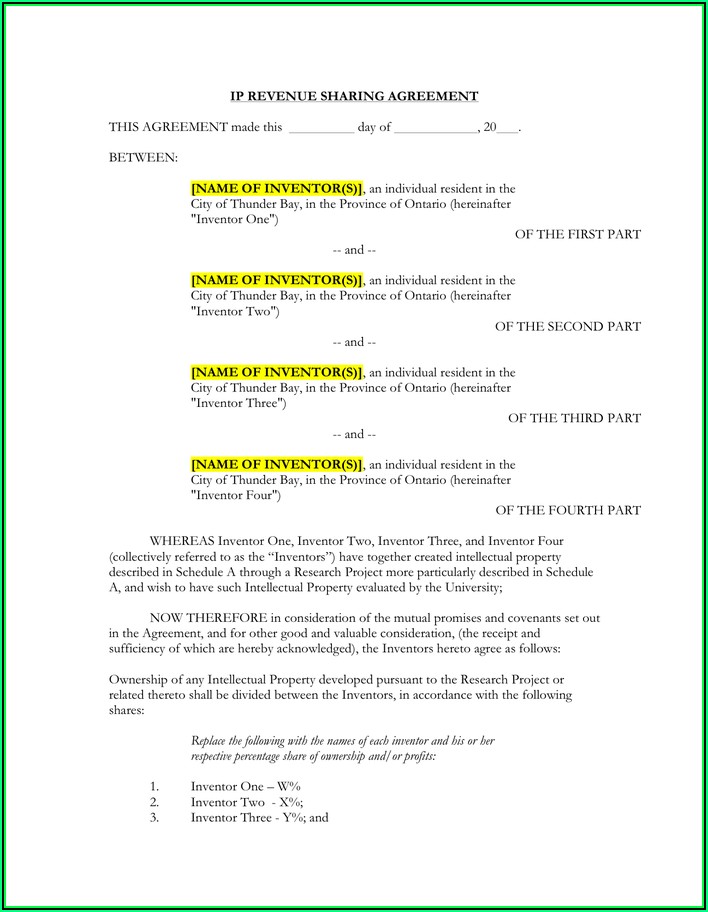 Profit Sharing Agreement Template Word