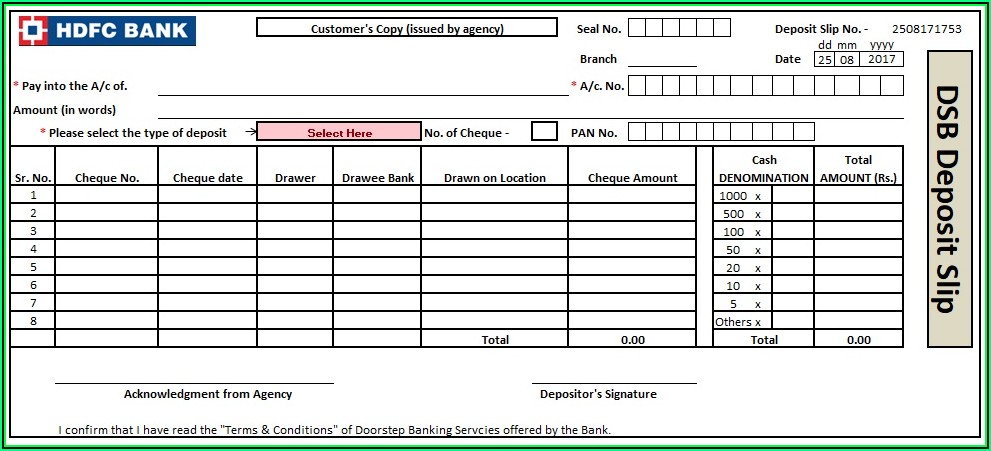 Quickbooks Deposit Slip Template Excel