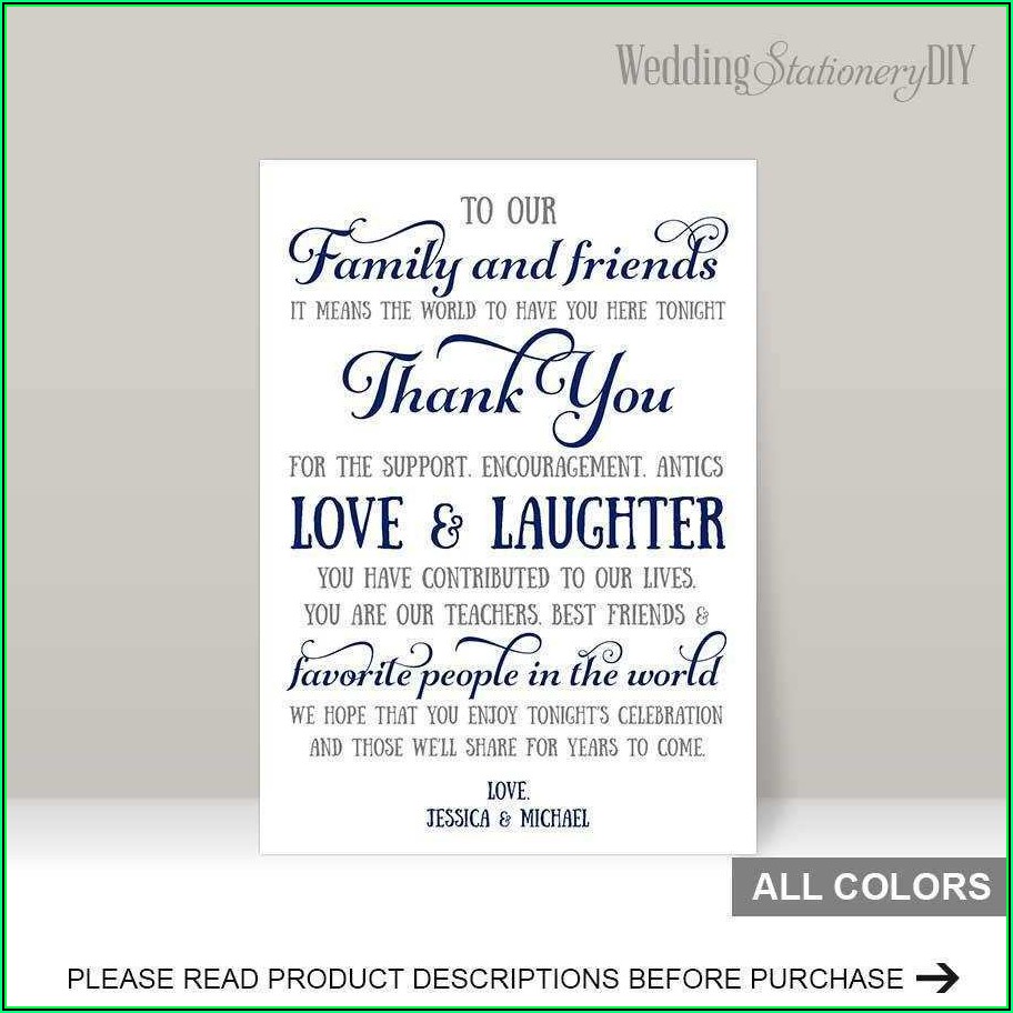 Reception Card Template Word