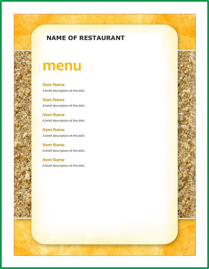 Restaurant Menu Template Word Download