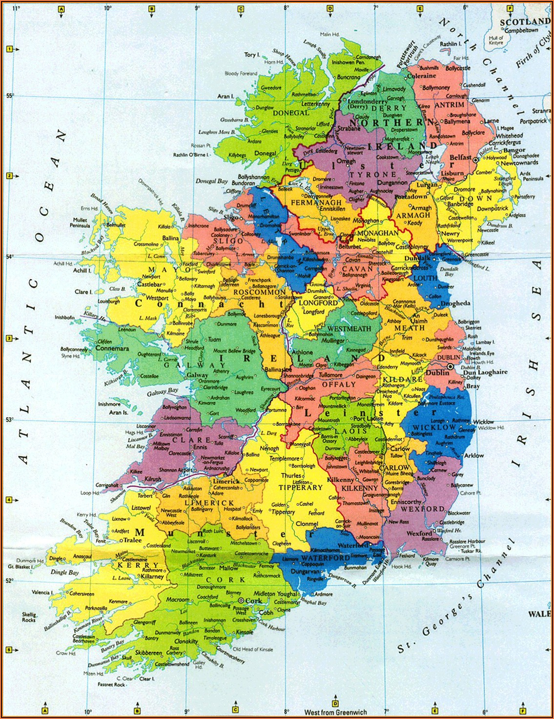 Road Map Of County Donegal Ireland