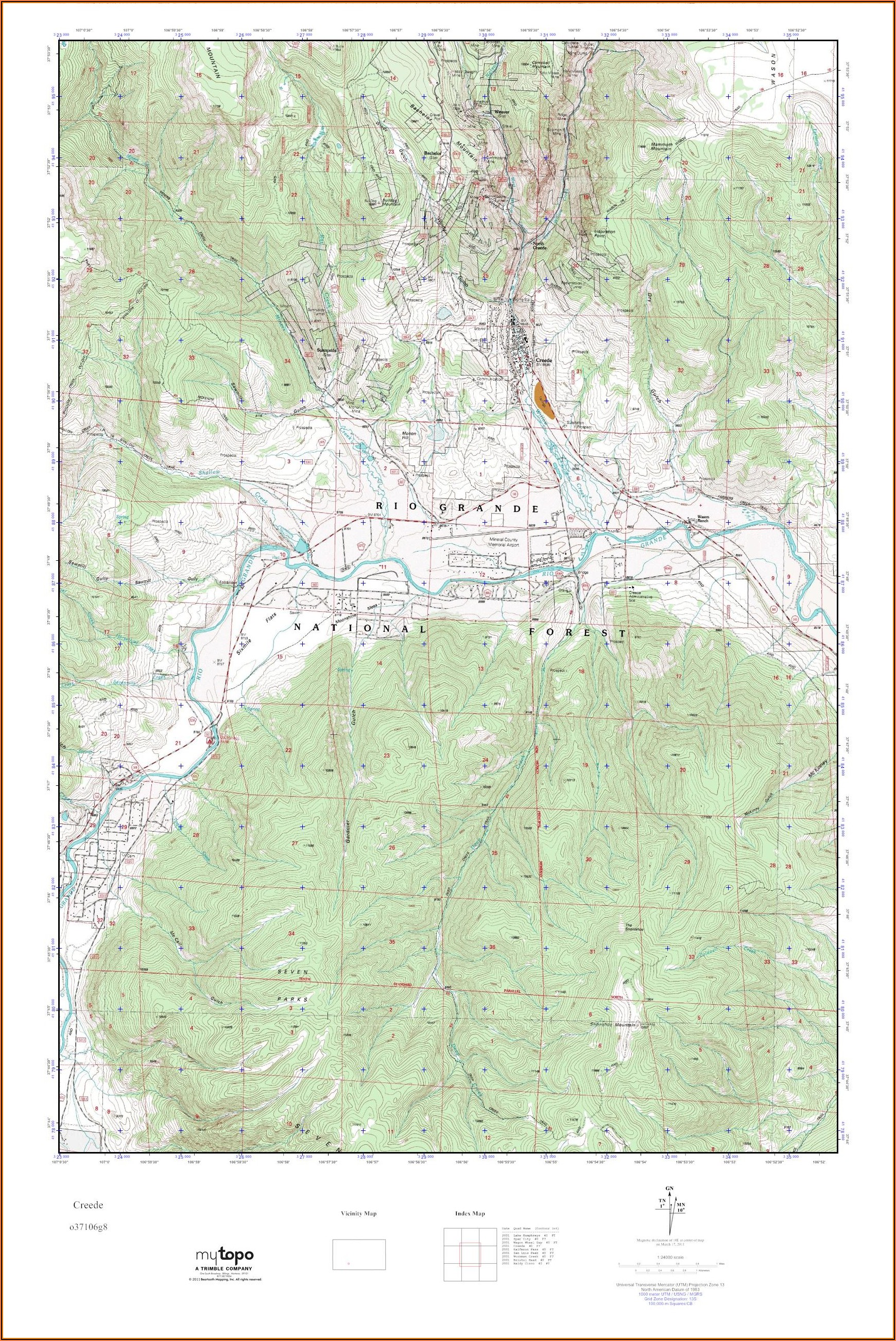 Topo Map Of Creede Colorado