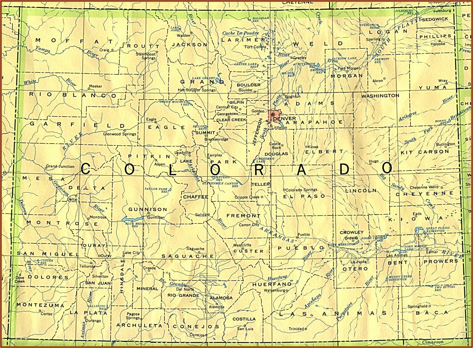 Topographic Map Of Colorado With Cities