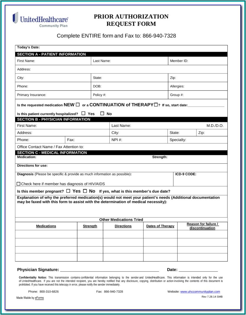 Unitedhealthcare Aarp Medicare Prior Authorization Form