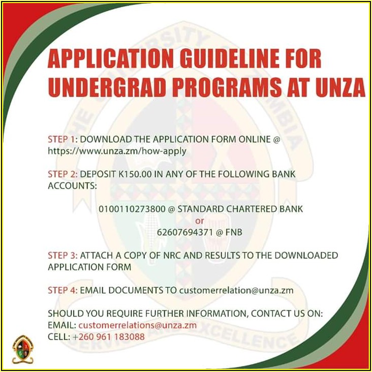 Unza Application Forms For 2019 Intake