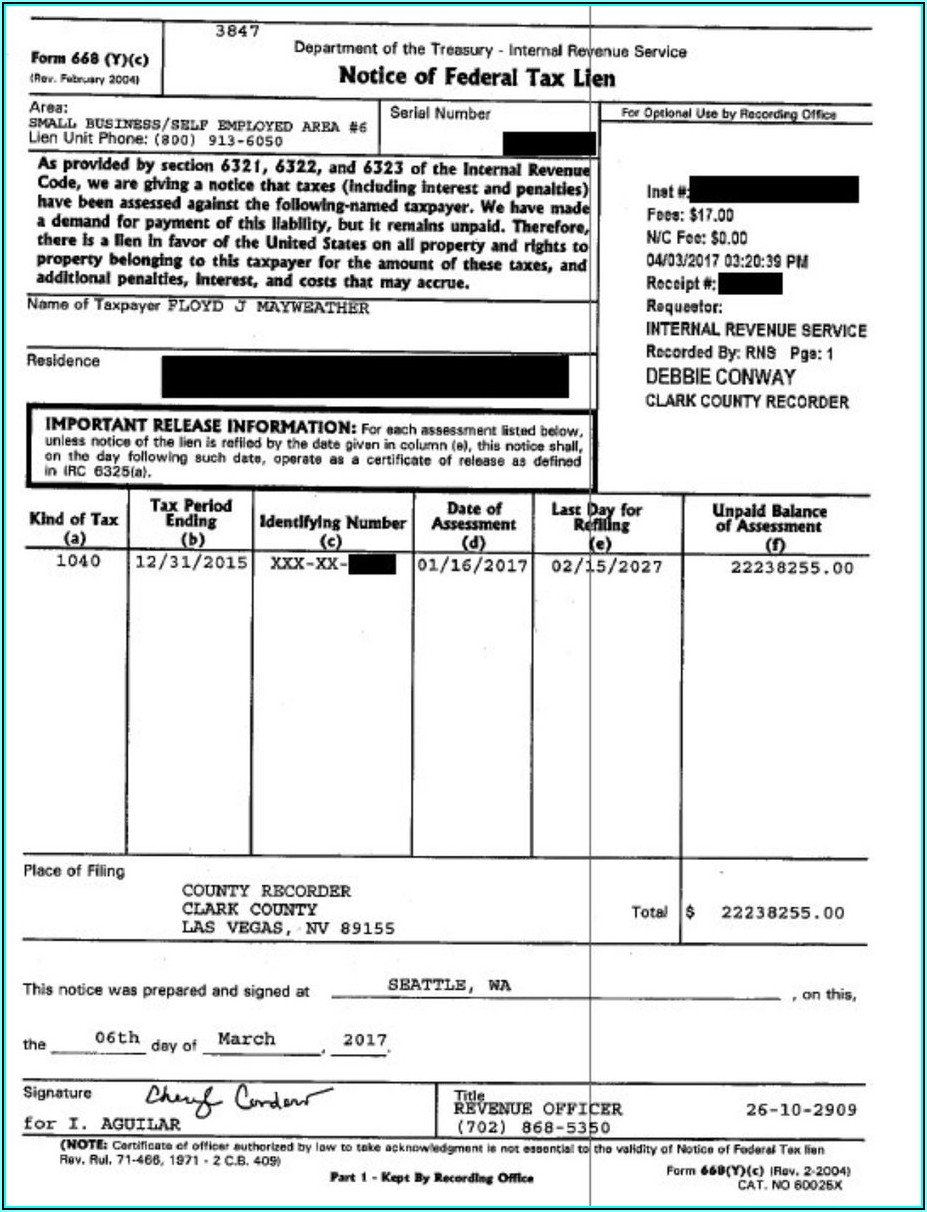What Is Irs Form 668 Y C