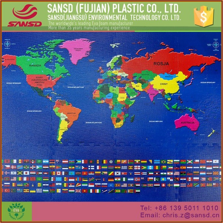 World Map Puzzle Floor Mat