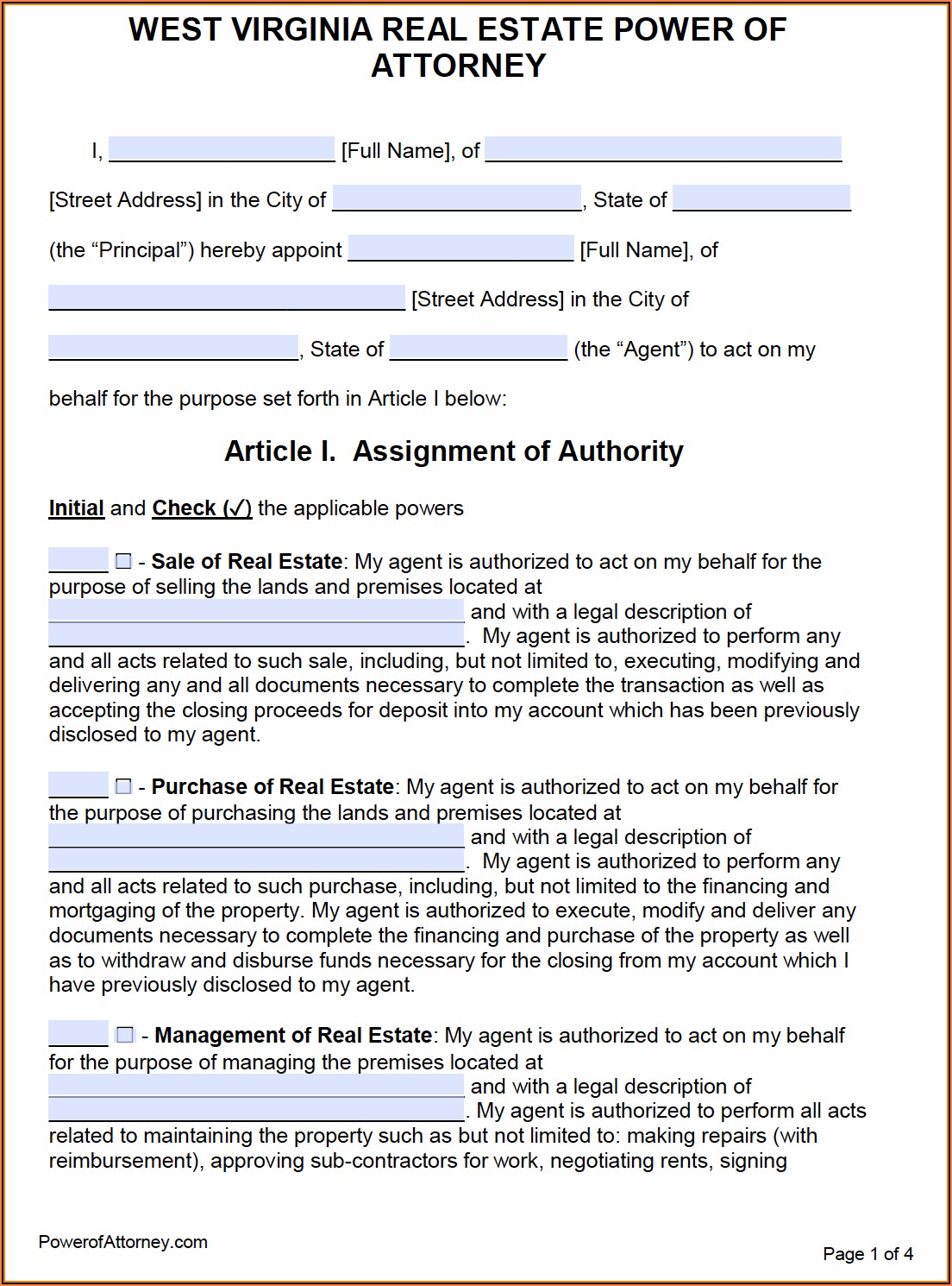 Wv Durable Power Of Attorney Form