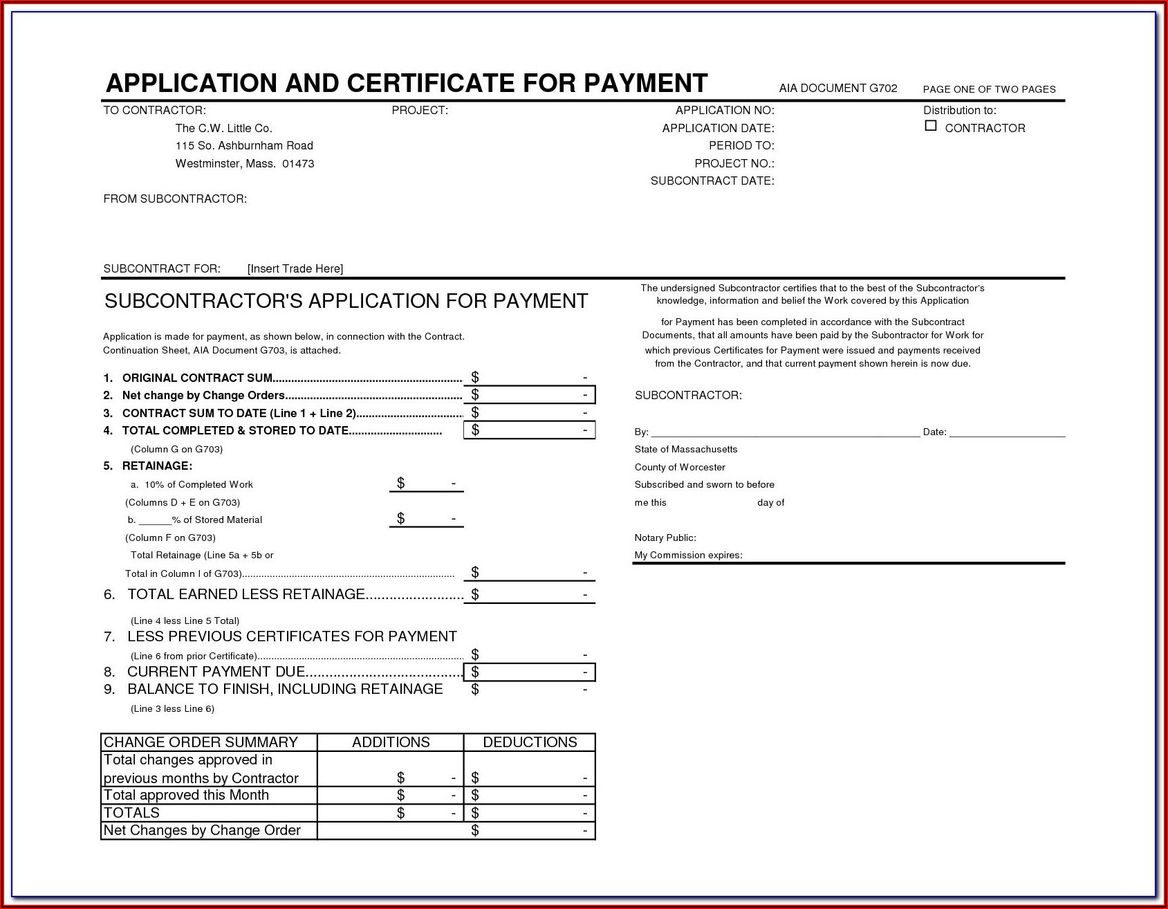 Aia G702 G703 Fillable Form Free