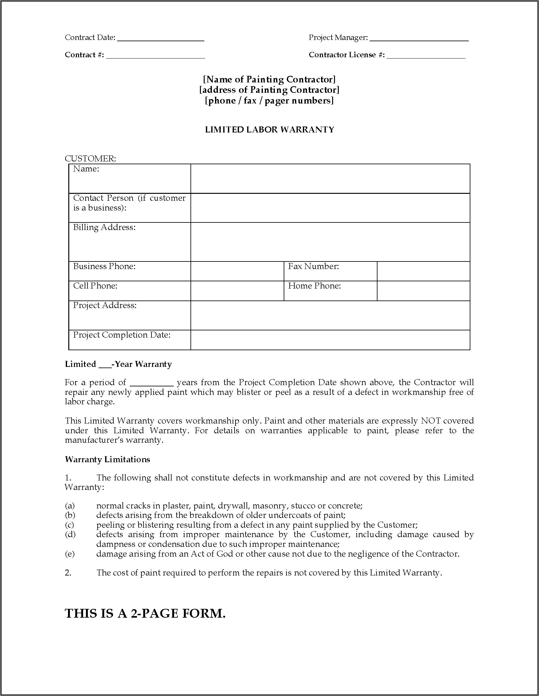 Contractor Contract Template Nz