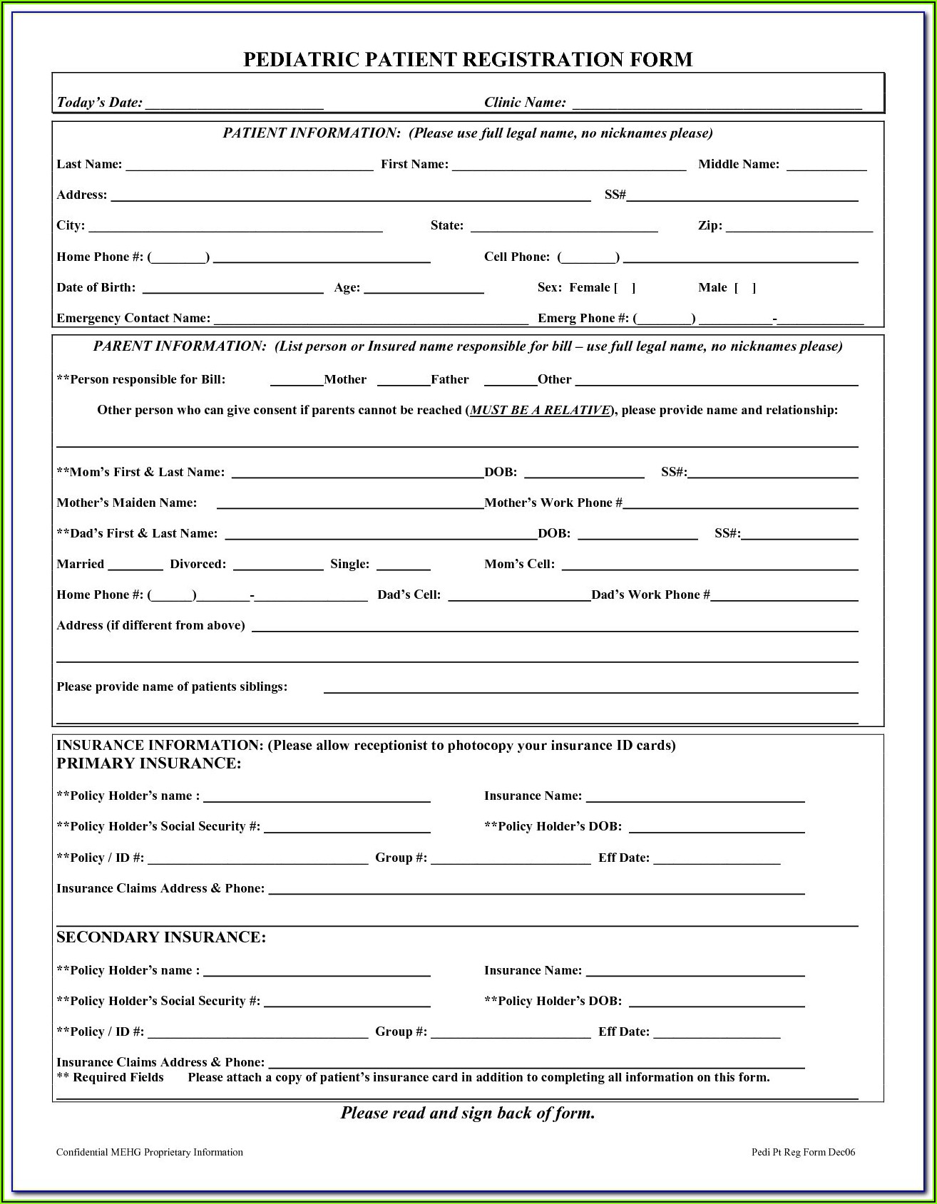 Dental New Patient Forms Template