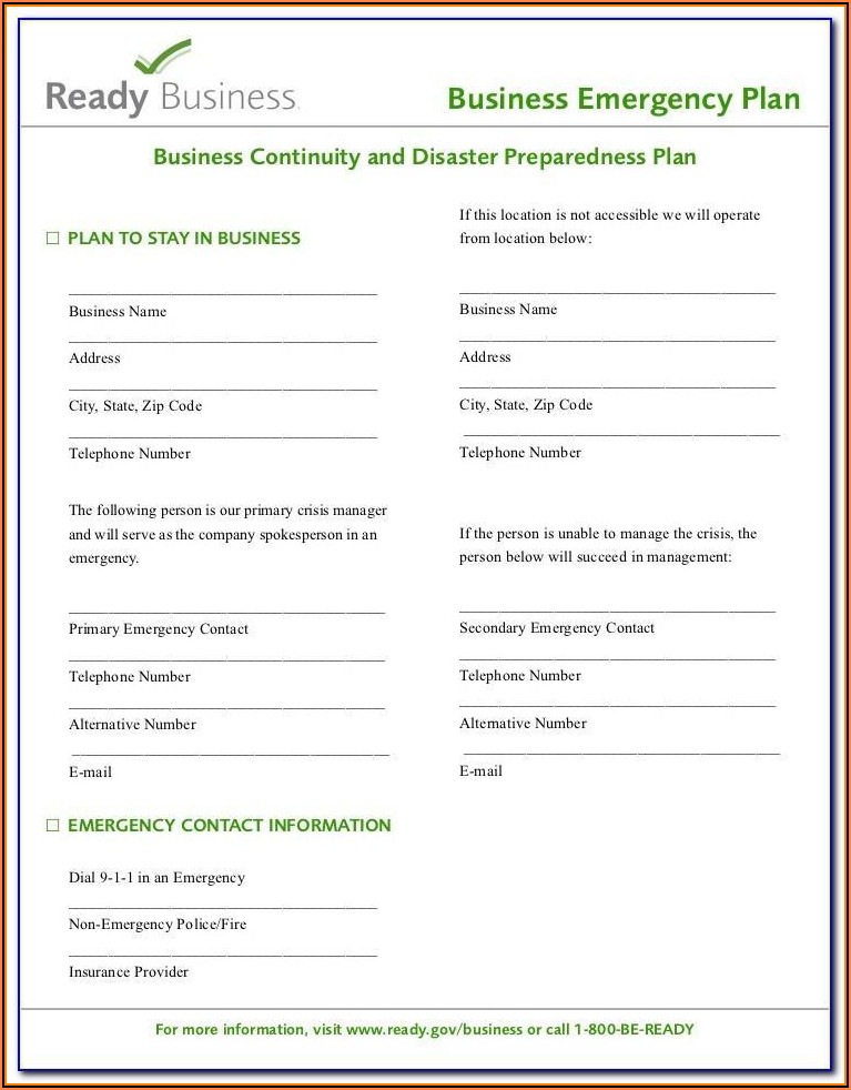 Emergency Plan Template For Schools