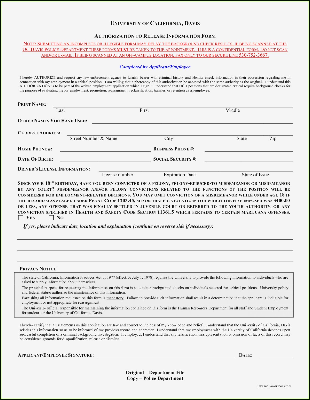 Employee Consent Form For Background Check