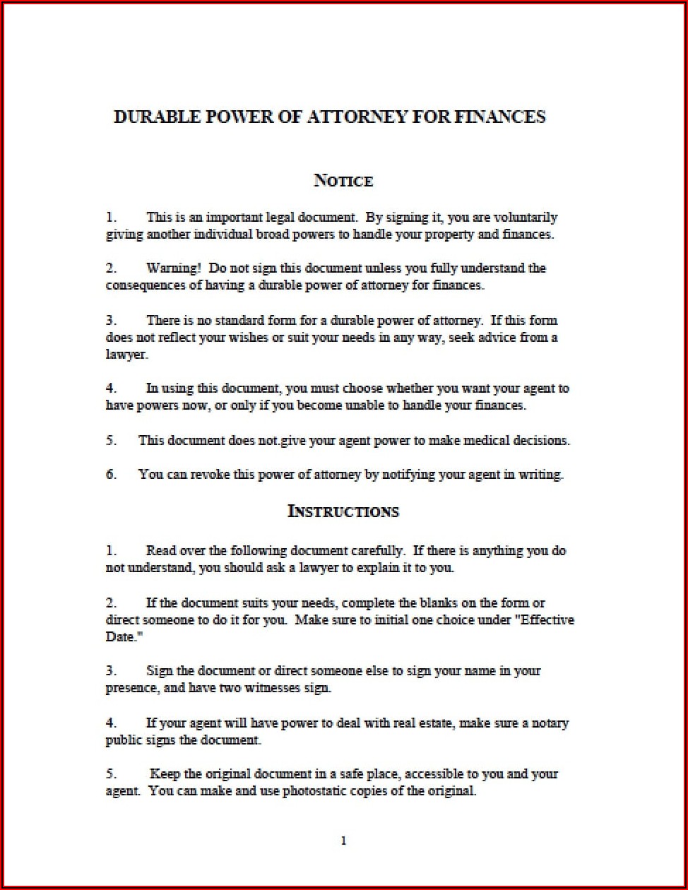 Financial Durable Power Of Attorney Form Michigan