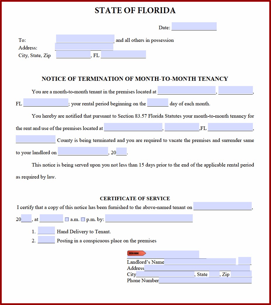 Forms To Evict A Tenant In Florida