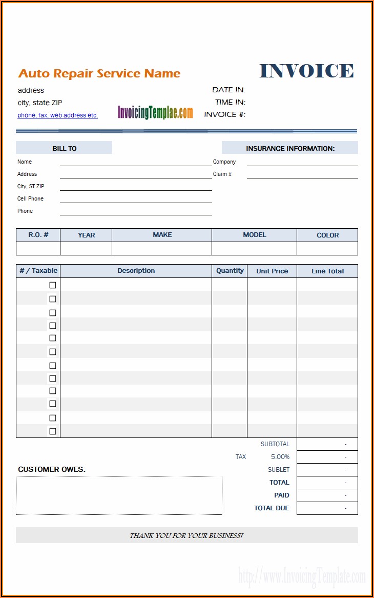 Free Blank Service Invoice Template