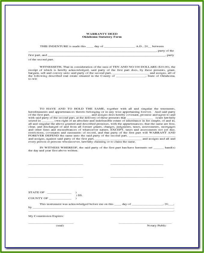 Free Blank Warranty Deed Form