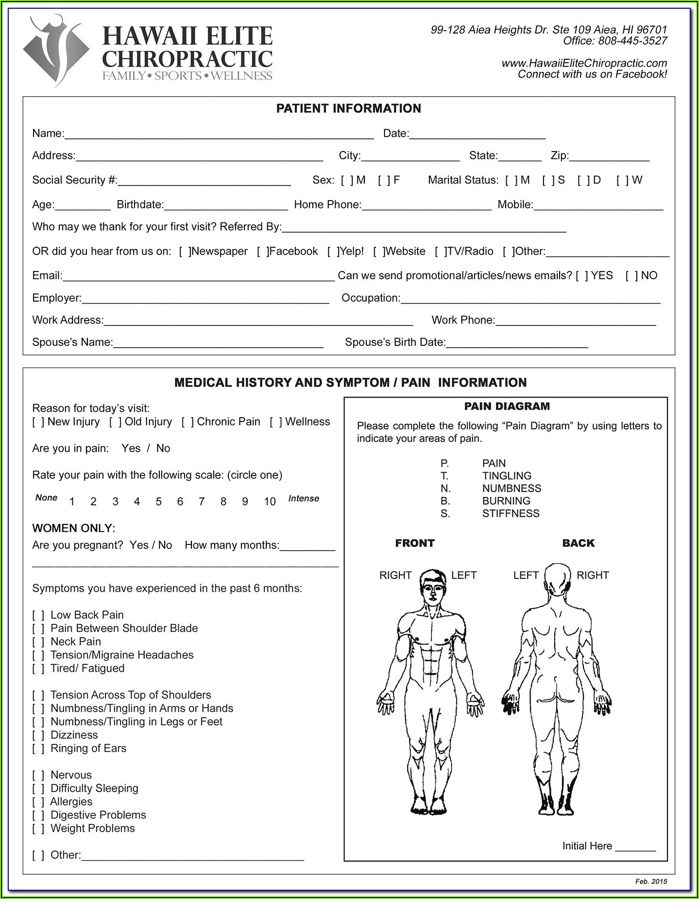 Free Chiropractic Patient Intake Forms