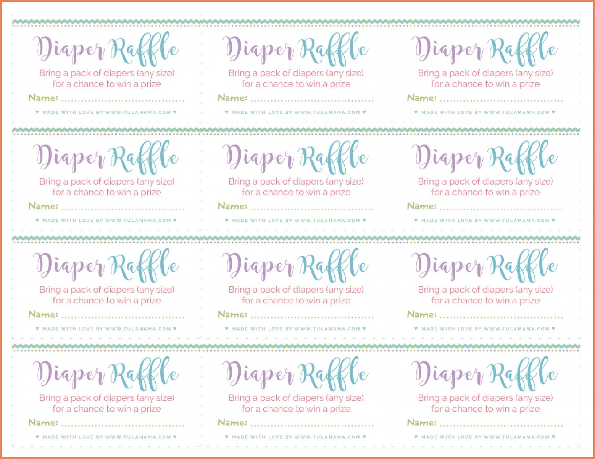 Free Diaper Raffle Ticket Template