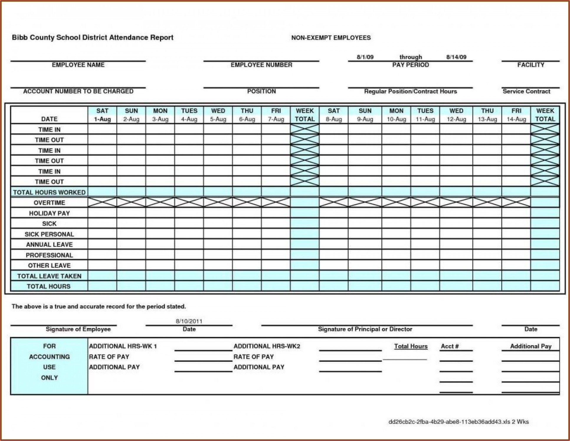 Free Excel Timesheet Template Multiple Employees Monthly