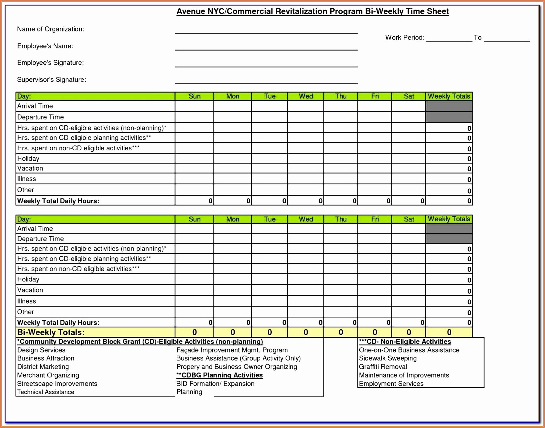 Free Excel Timesheet Template Multiple Employees With Breaks