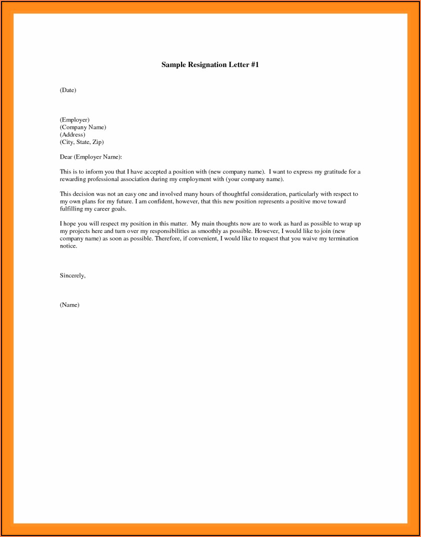 Free Letter Of Resignation Template Samples