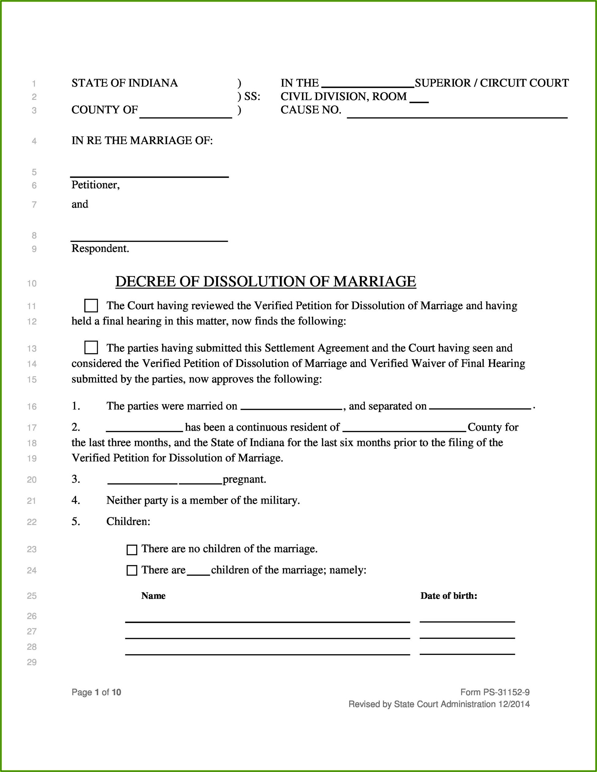 Free Printable No Fault Divorce Forms Mississippi