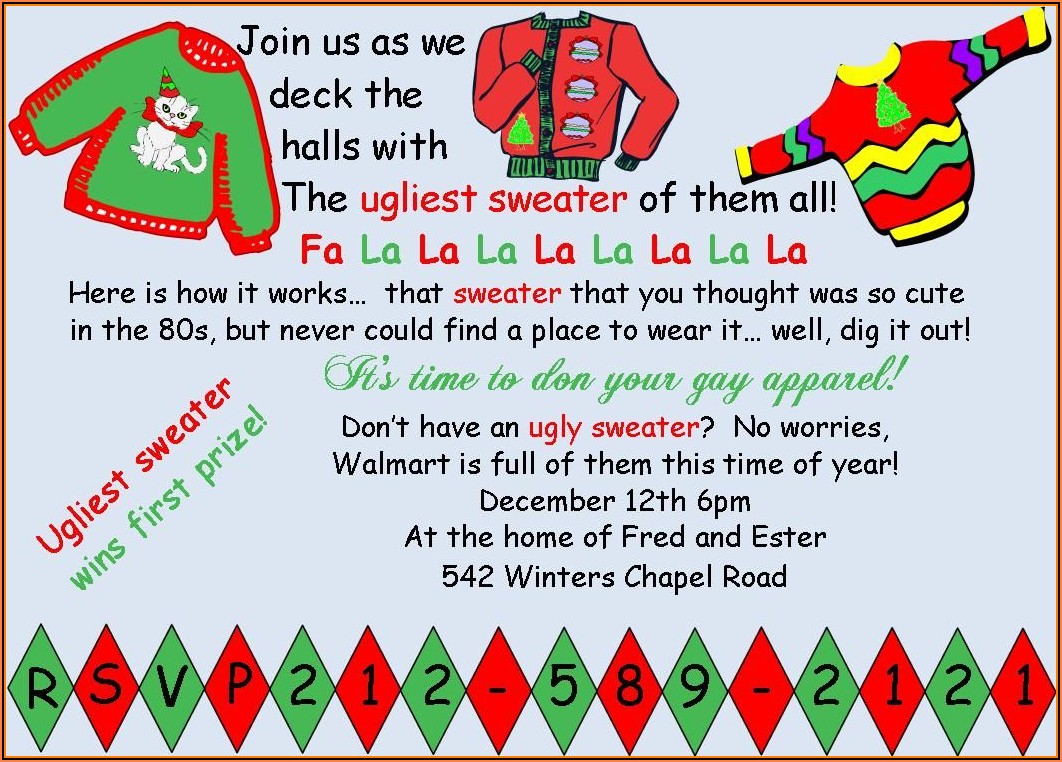 Free Ugly Christmas Sweater Party Invite Templates