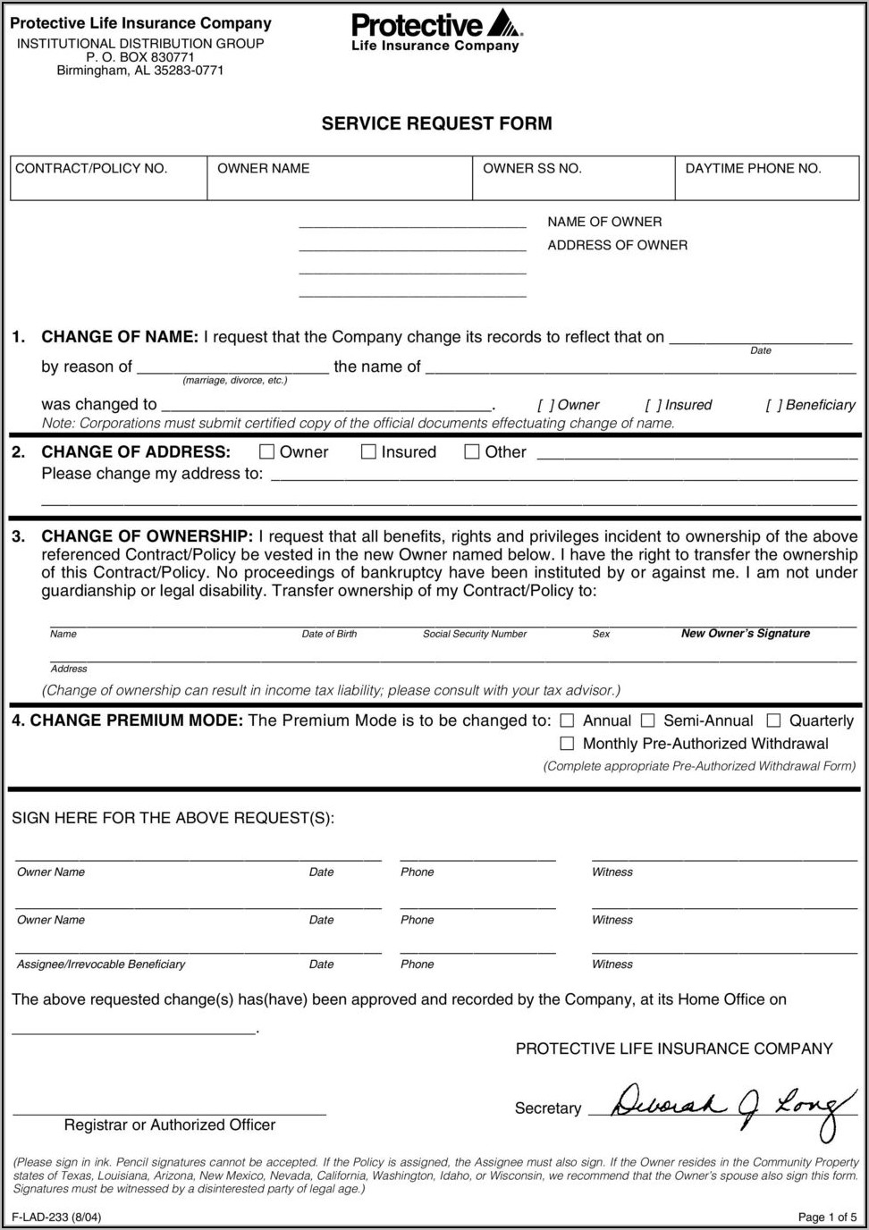 Hartford Life And Annuity Insurance Company Change Of Beneficiary Request Form