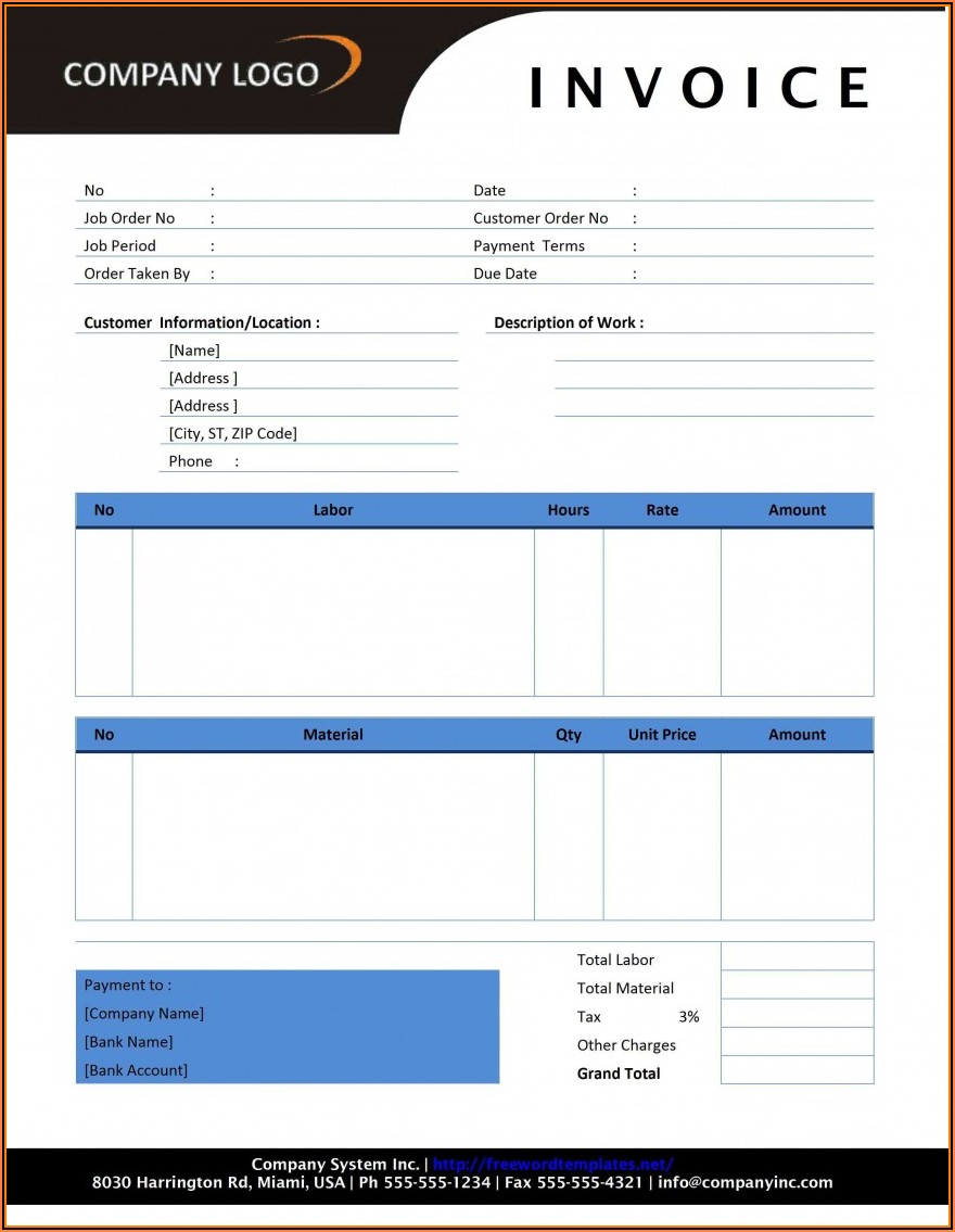 Independent Contractor Invoice Template Canada