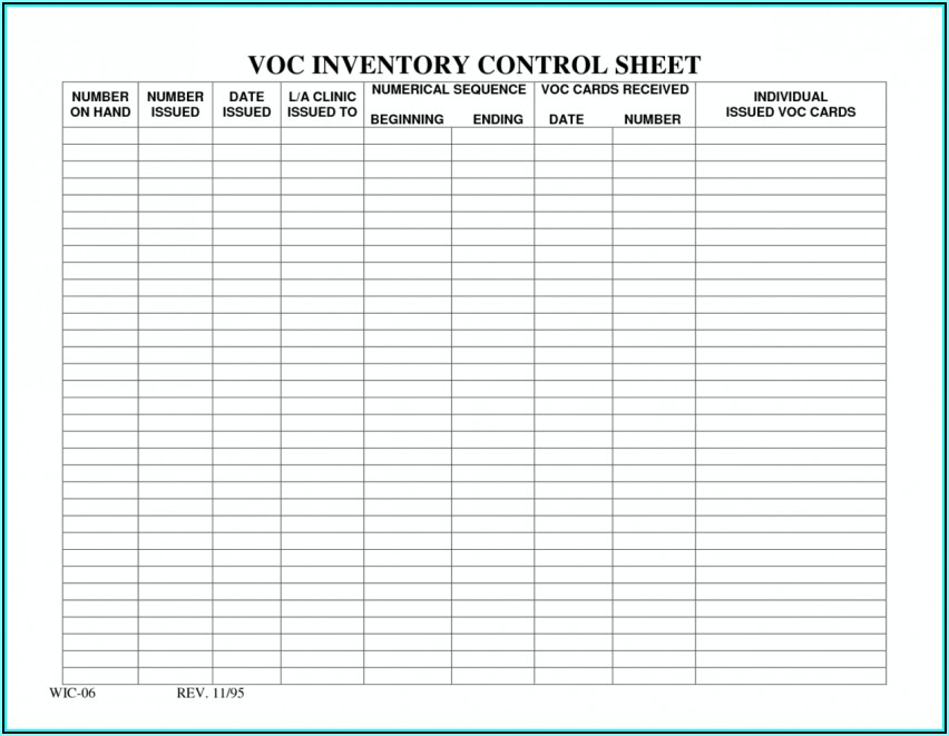 Inventory Forms Templates Free