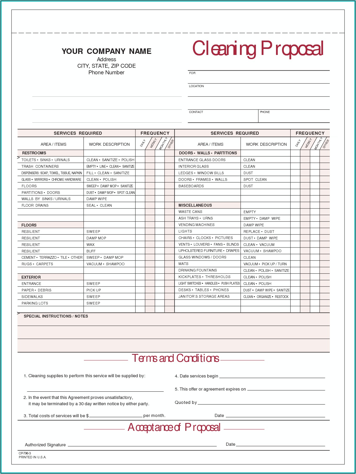 Janitorial Contracts Templates