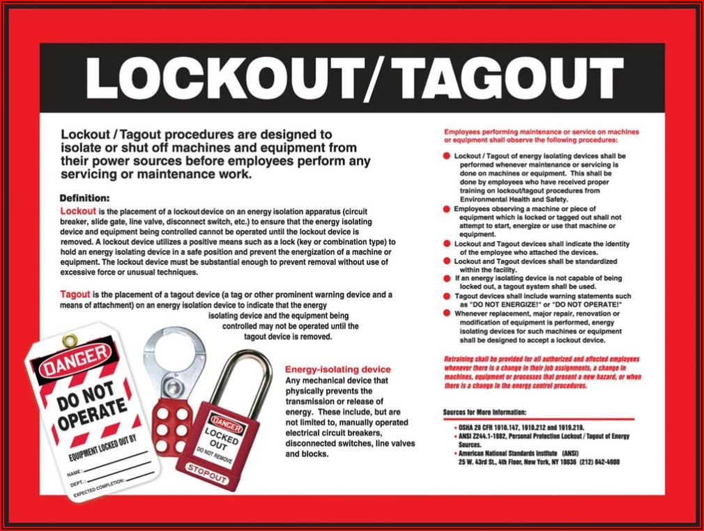 Lockout Tagout Forms Of Energy